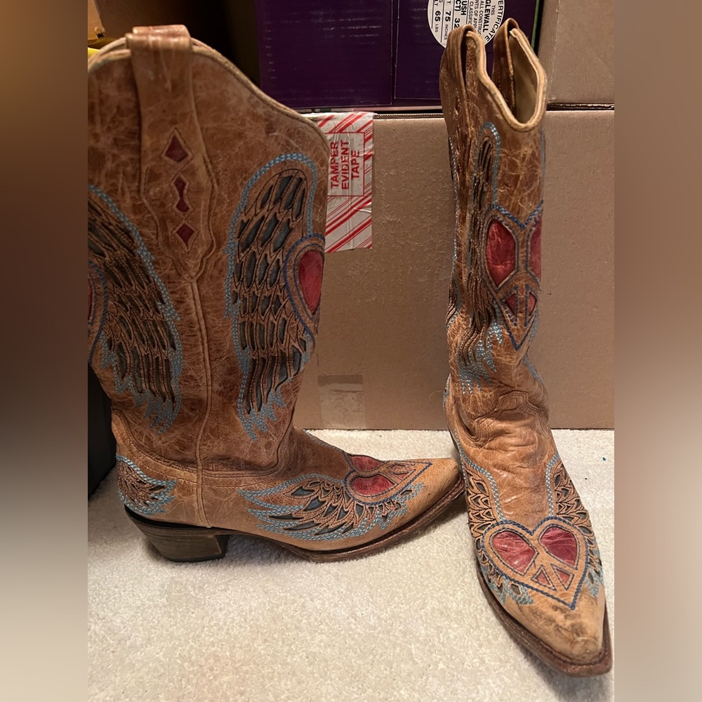 Peace Sign Corral Boots